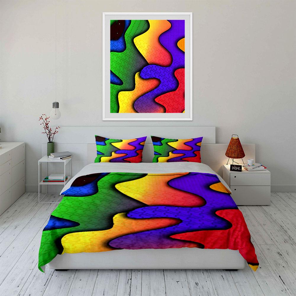 Abstract Multicolor Wave Shapes. Bedding Sets Duvet Cover Sets Duvet Covers Pillowcases(1 * Duvet Cover 2 * Pillowcases Without Duvet Insert)