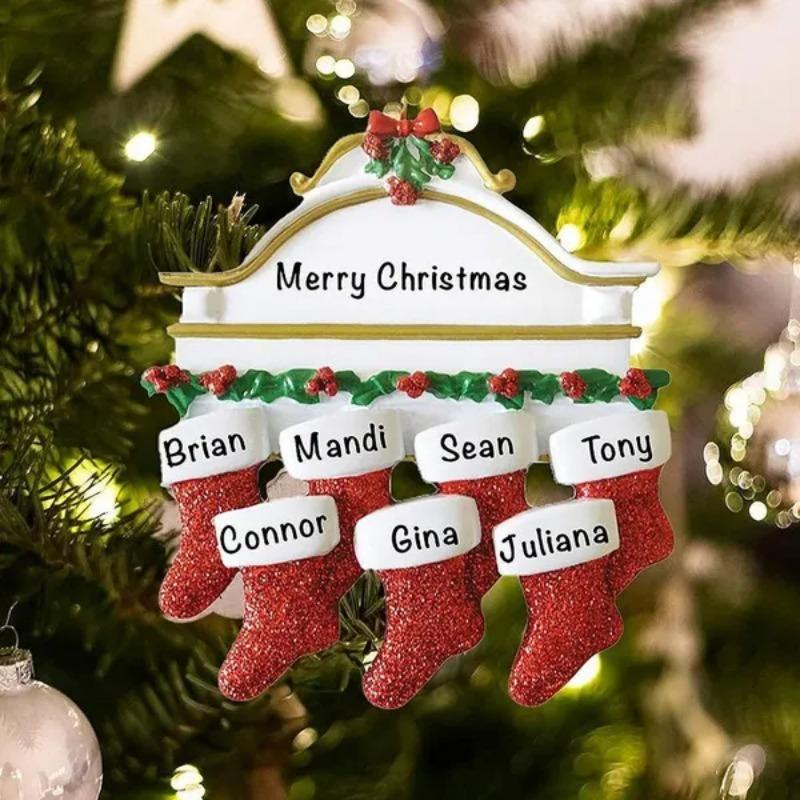 Noel Süsleri Kişiselleştirilmiş Diy Reçine Kolye Noel Çorap Süsler Aile Noel Ağacı Reçine Asılı