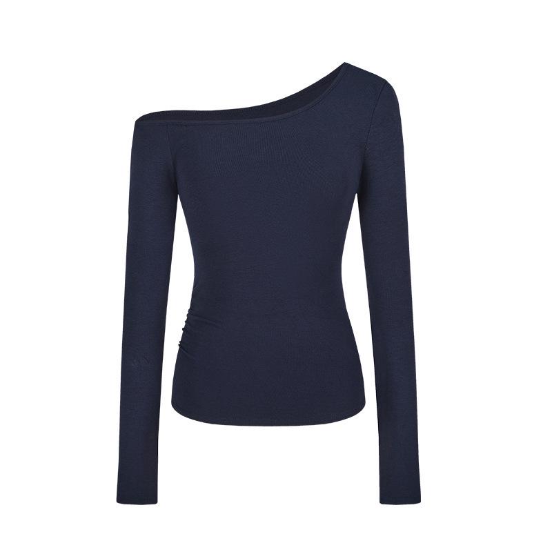 Pure Desire Slim Fit Off-Shoulder Long-Sleeve T-Shirt for Women - Versatile Early Autumn Top