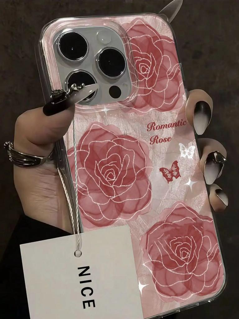 Pink Rose Blossoms For iPhone 16 Pro Max 16ECase ForiPhone 17 15 14 13 12 11 Pro Max X XR XS 7 8 16 Plus Shockproof Bumper Cover