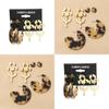Sophisticated Leopard Print Acetate Star Earrings With Trendy Alloy Design