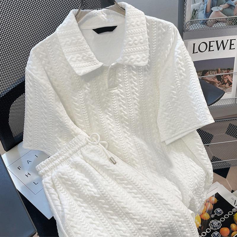 Women's Summer 2026 Casual Sports Suit - Hong Kong Style Short Sleeve T-Shirt & White Two-Piece Set