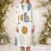 Women Plus Size Printed Round Neck Long Sleeve Cardigan Sleeveless Long Dress Two Piece Set