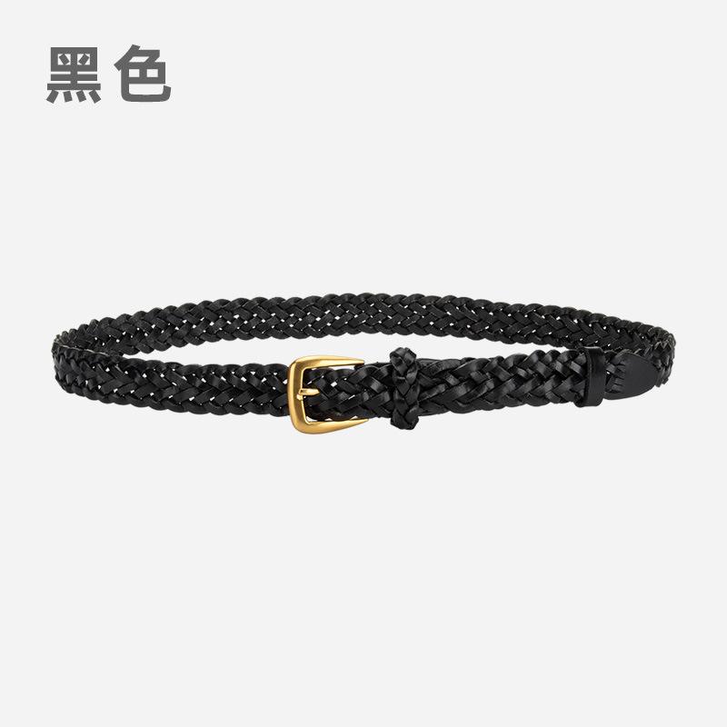 

Плетеный вручную кожаный ремень, ремень из коровьей кожи первого слоя, декоративный ремень для платья с пряжкой-булавкой из сплава, женский 105cm