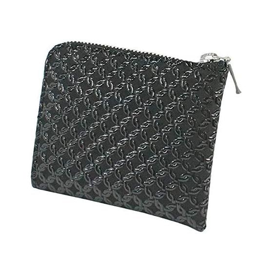 Inden-ya Inden Coin Case F-Coin Case 08 Deer Leather Black Base x Black Lacquer Ring Connect Small Pattern 1008-01-177 L-shaped Zipper Coin Case Made