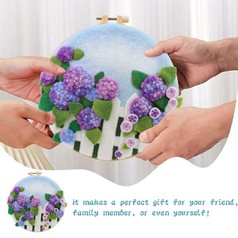Florals Felting Starter Set Featuring Natural Linen And Practical Tool For New Craft