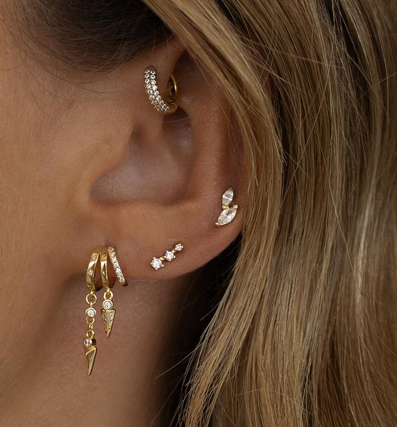 Fashion Jewelry 18K Gold Plated 925 Silver Earrings Piercing Jewelry 925 Sterling Silver Tassel Chain Stud Earrings for Women