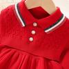 Autumn Winter Girls Sweater Long Sleeve Dress Vest Stripe Party Girl Baby Knitted Wool Dress Casual Vestidos