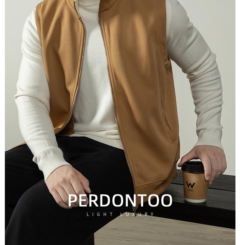 Leichter Luxus Stil Herren Hautfreundliche Baumwolle Stehkragen Reißverschluss Weste - Lässige Herbst/Winter Layering Weste Jacke