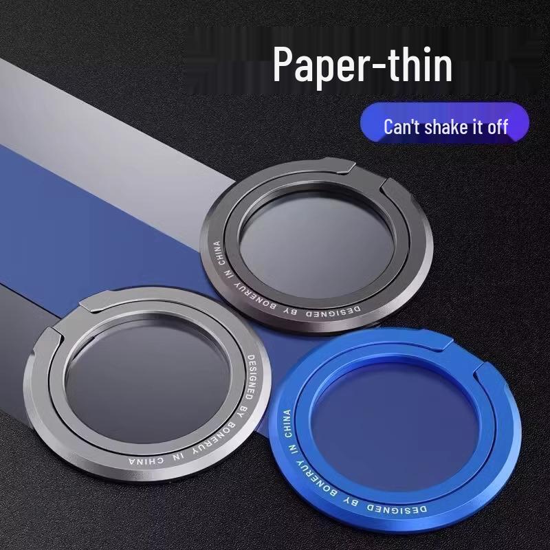 Ultra-Thin MagSafe Magnetic Phone Holder - Metal Folding Desktop Stand with Strong Suction and Finger Ring Buckle