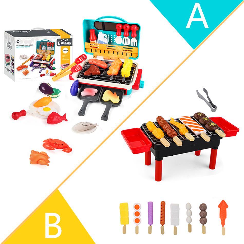 Kids Simulated Barbecue Set with Spray Light and Sound Pretend Play Kitchen Cooking Toy BBQ Educational Toys for Kids Xmas Gifts