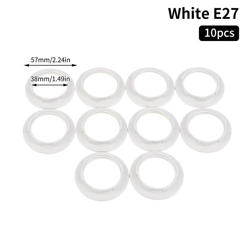 10Pcs E14 E27 Threaded Lamp Socket Rings Pack Black White E12 E26 Lock Lamp Shade Rings For Standard Base Lamp Holder