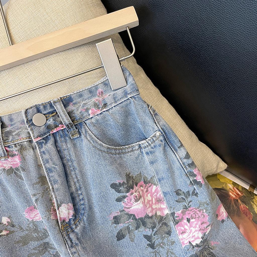 Women's Fashion Vintage Versatile Split Cowboy Printed Package Hip Mid-Length Half-Body Skirt