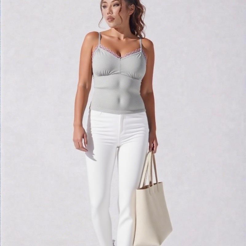 Women's Lace-Trimmed Camisole Top Slim-Fit Sports Bra Slimming Base Layer