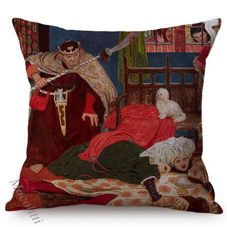 Euro Vintage Oil Painting Sofa Decoration Pillow Case Old Society Story Pattern Cotton Linen Square Cushion Cover Almofadas