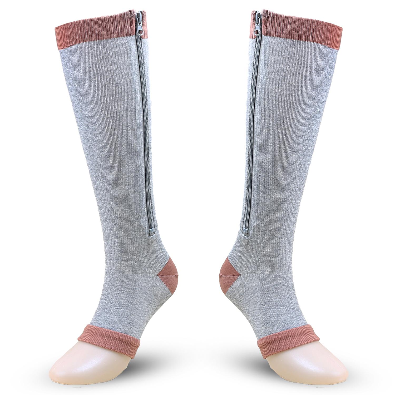 

A5109 1 Pair Sports Zipper Compression Socks Calf High Tube Compression Stockings Q