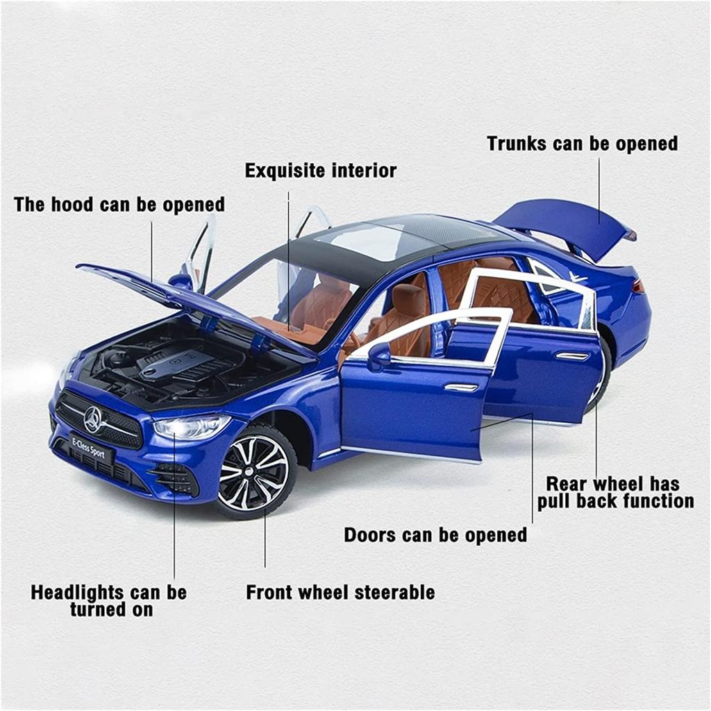 1/24 Scale E-Class E300L Diecast Car Model Toy, Pull Back Toy Vehicle with Sound and Light for Kids Toddler Boys Girls Gift Collection