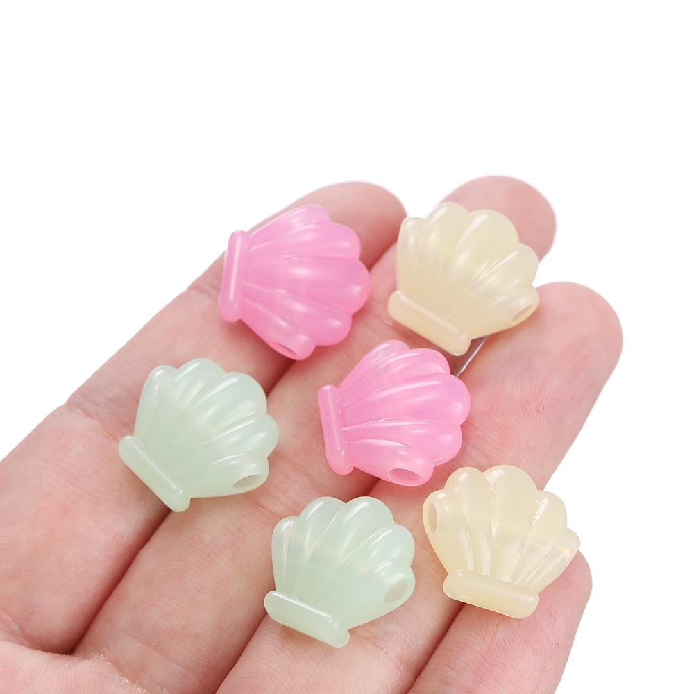 10pcs/lot Jelly Color Shell Shape Acrylic Beads Necklace Loose Spacer Beads For DIY Jewelry Making Bracelet Handemade Findings