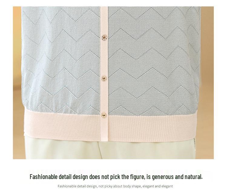 2026 Summer Ice Silk Knit T-shirts for Moms & Elderly Women – Short-Sleeved, Stylish Tops