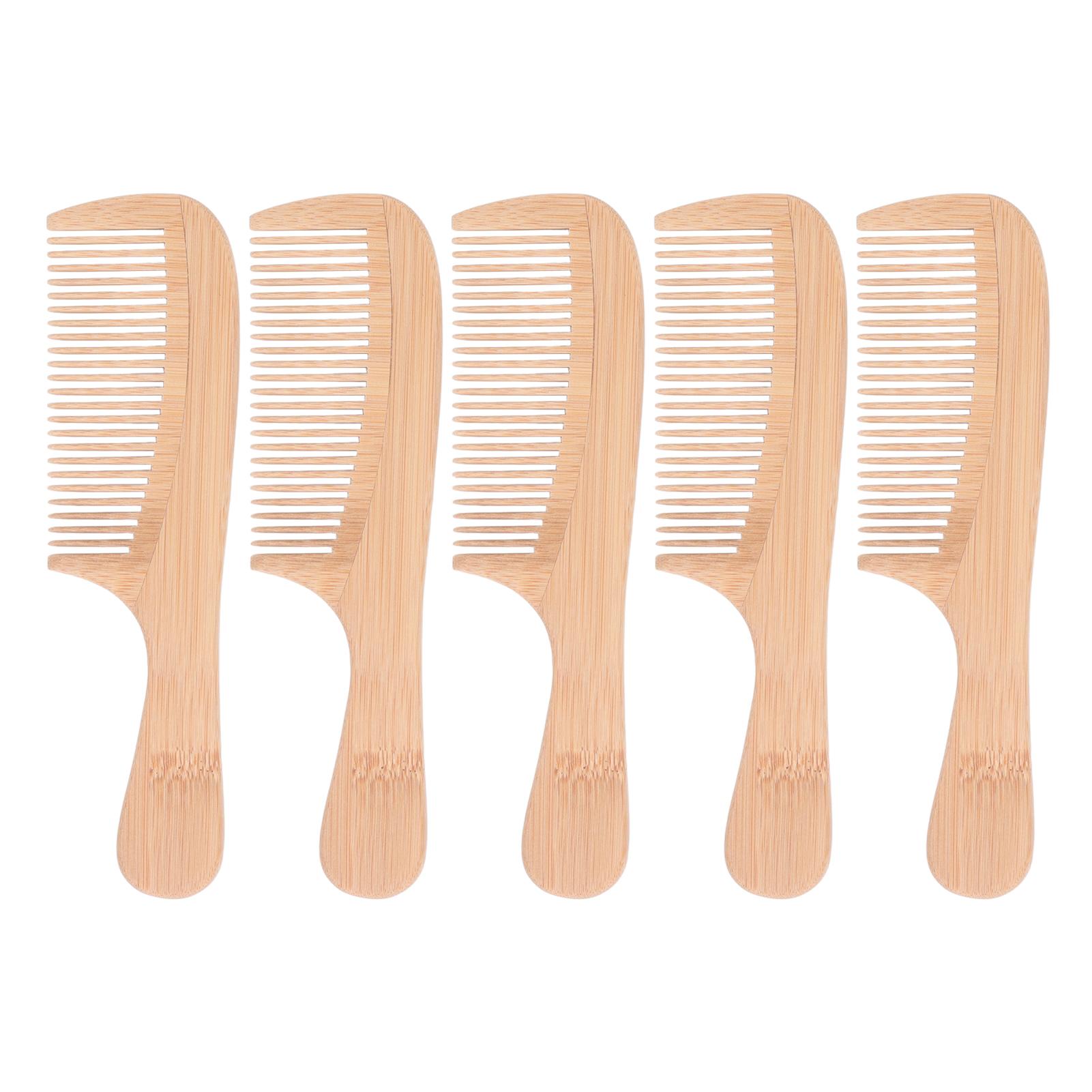 

5pcs Bamboo Hair Comb Anti Statics Round Teeth Fragrance Wide Tooth Bamboo Comb for Salon