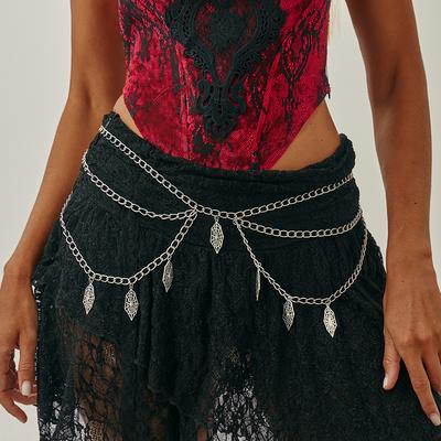 Punk Style Spider Web Pendant Multi-Layer Body Chain Vintage Crescent Moon Joint Waist Chain for Women Men Unisex Streetwear Accessory