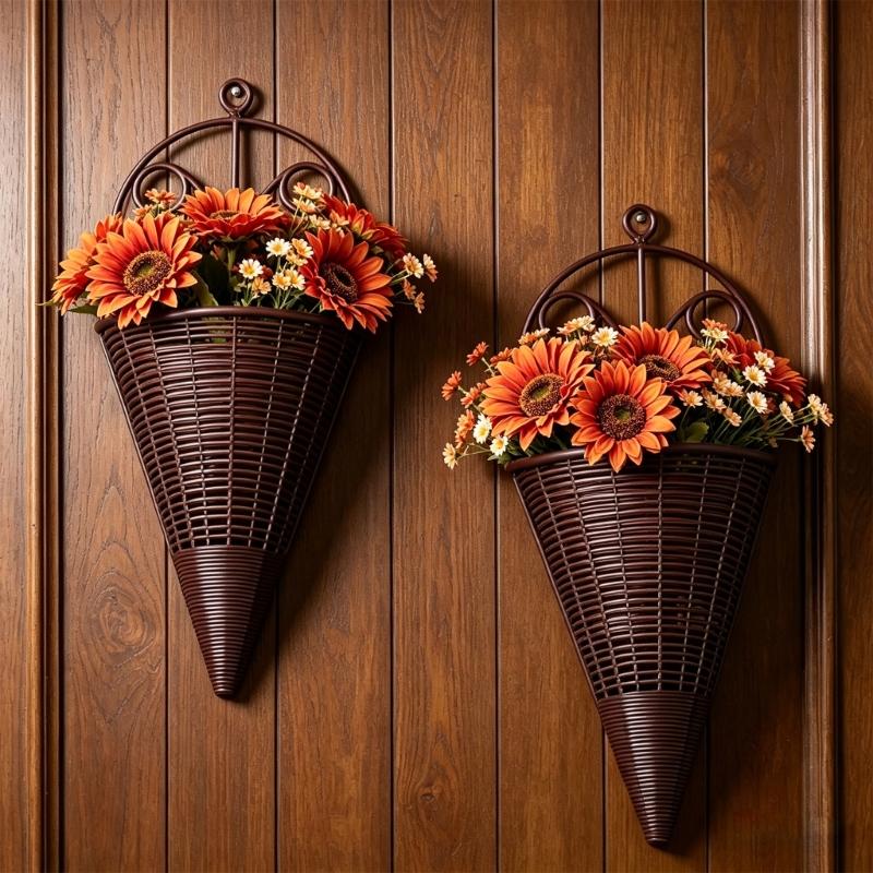 Woven Plastic Planter Pots Hanging Flower Pots Wall Planter Hanging Basket for Outdoor Home Garden Yard Decorations