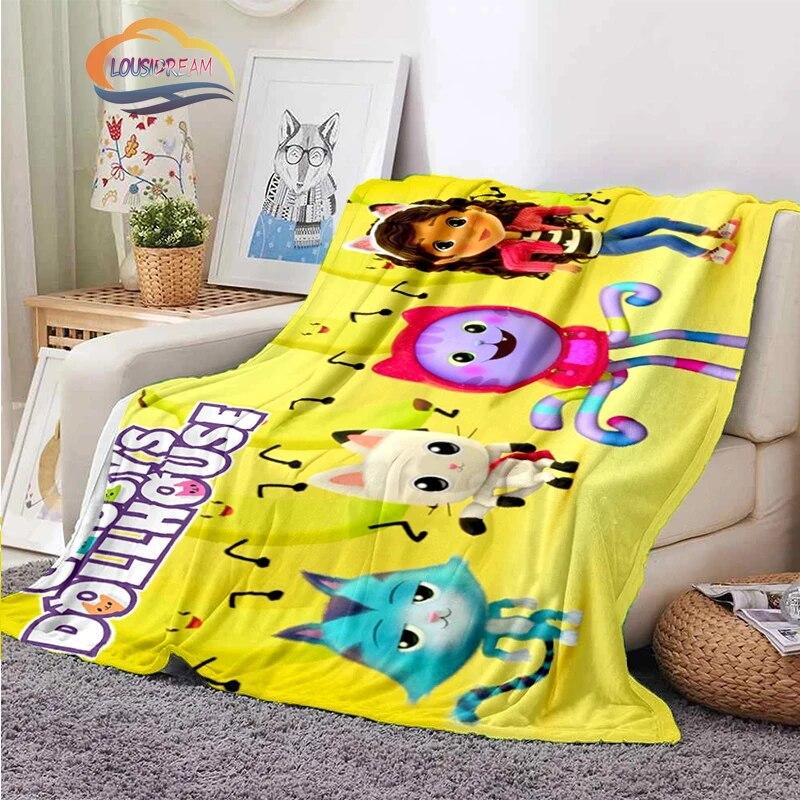 Cartoon Gabby's Dollhouse Cute Cashmere Blanket Children and Girls Warm Portable Plush Cozy Throw Blanket Bed Sofa Blanket