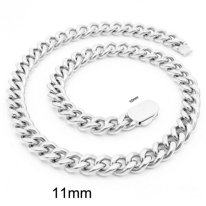 6/8/11mm Hip Hop Gold Color Multi Size Curb Cuban Chain Necklace Bracelet Men Women Stainless Steel Jewelry Thick Best Gift