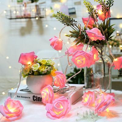 1,5/3 m 20 Lichter LED-Lichterkette in Rosenform, warme Lichter, Hausgarten, Party-Dekoration, Lichter, Weihnachten, Hochzeit, Party-Dekoration
