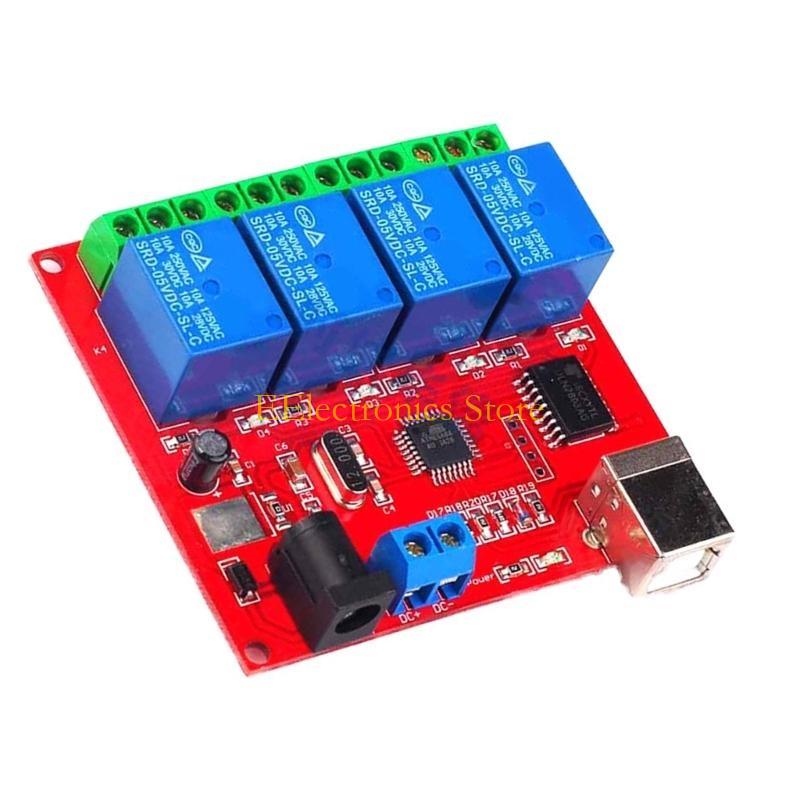 B03C USB 4 Channel 5V 12V 24V Relays Board Intelligent Switching Controller ULN2803 for PC Automation Tasks