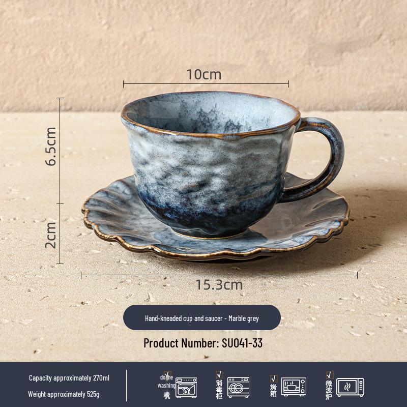 Wabi-Sabi Ceramic Coffee Cup & Saucer Set: Exquisite, High-End Latte Cup Perfect for Afternoon Tea