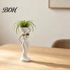 Layered Green Plant Landscape Pot Funny Female Figure Planter with Drainage Holes, Elegant Lady Flower for Small Windowsill Succulents, Lazy