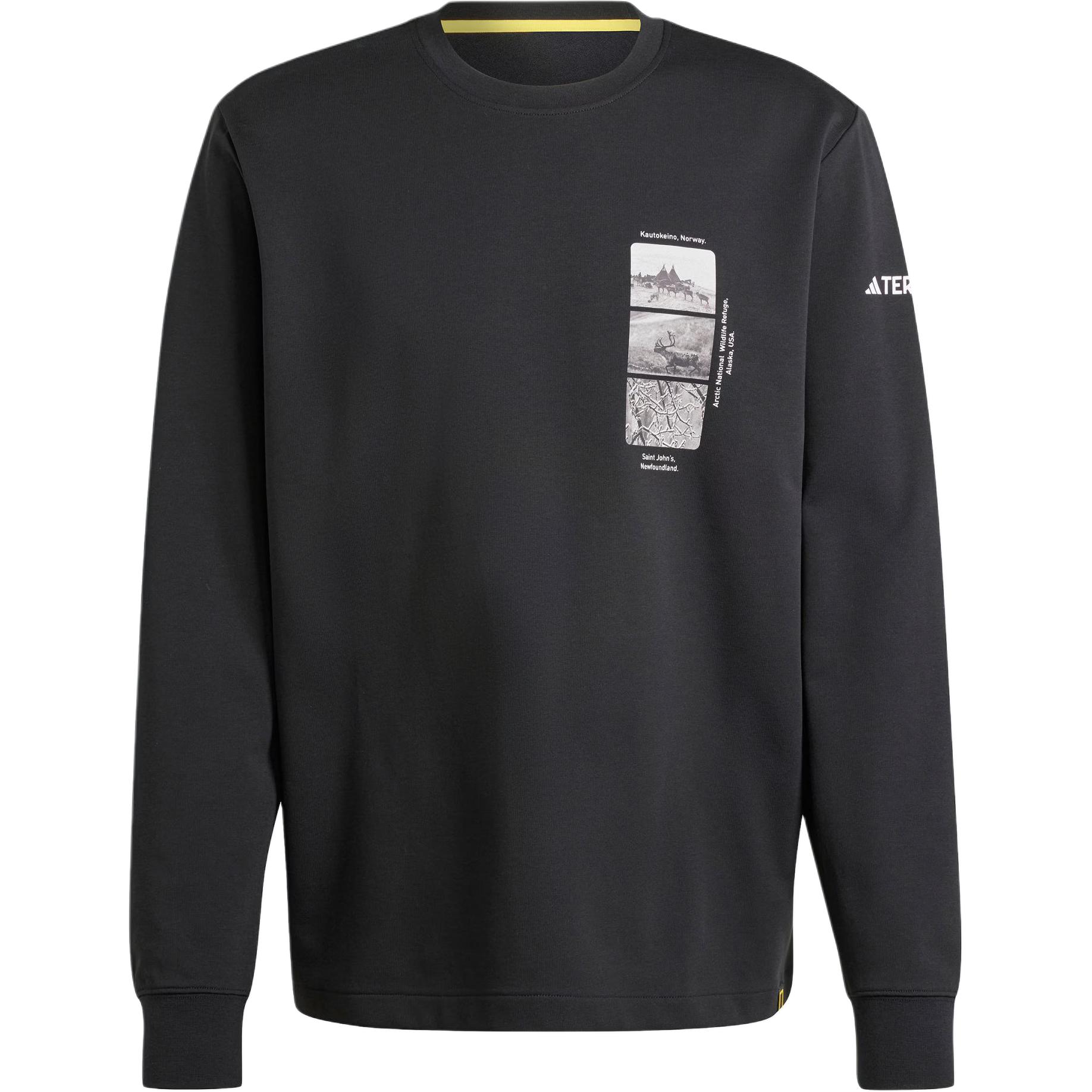 

Adidas X National Geographic Co-Branded Удобная футболка с длинным рукавом и принтом унисекс, топы, черный цвет IX5613 L