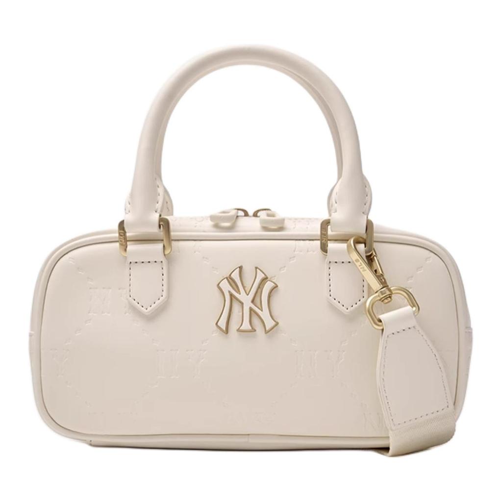 New MLB Logo Shoulder Crossbody Bag Handbag Women's White 7ACRMD55N