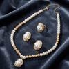Elegant Style Artificial Pearl Jewelry Set Irregular Design Earrings Necklace Ring Set  Women