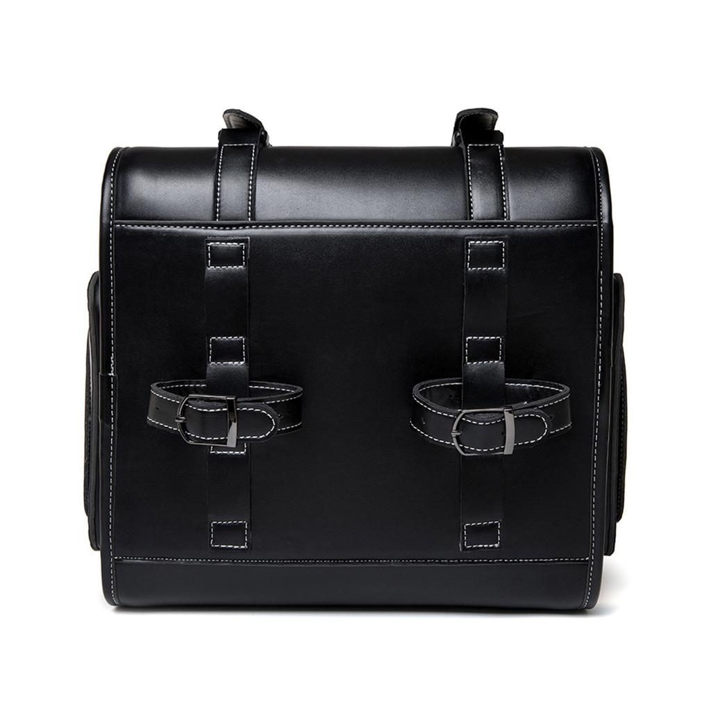Easy Install Motorcycle Seat Bag Retro Style Spacious Waterproof PU Leather Side Pouch Large Capacity for Bike