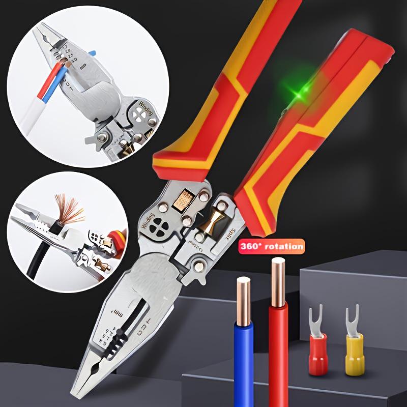 8-in-1 Multifunctional Wire Stripper & Cutter with Crimper and Voltage Tester for Electricians