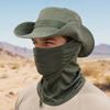 Camouflage Sonnenhut mit Sturmhaube Gesichtsmaske, UV-Schutz Herren Hut mit breiter Krempe, Atmungsaktiver Fischerhut für Outdoor Angeln Wandern Radfahren