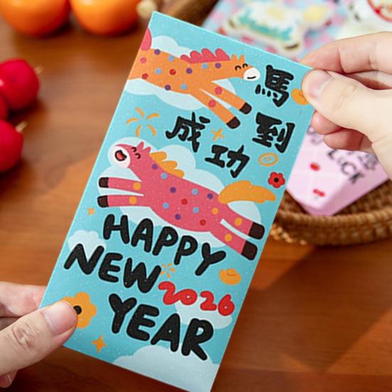 6 ks červených obálek pro čínský Nový rok 2026 Rok koně Balíčky s penězi pro štěstí Červené Hong Bao pro Jarní festival Lunární Nový rok