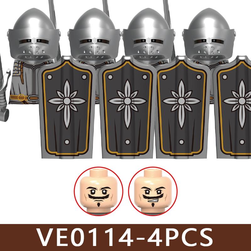 Castello Medievale Cavalieri Soldato Figure Blocchi da Costruzione Fanteria Legione Impero Guerriero Arco Spada Casco Milizia Mattoncini Giocattolo Regali