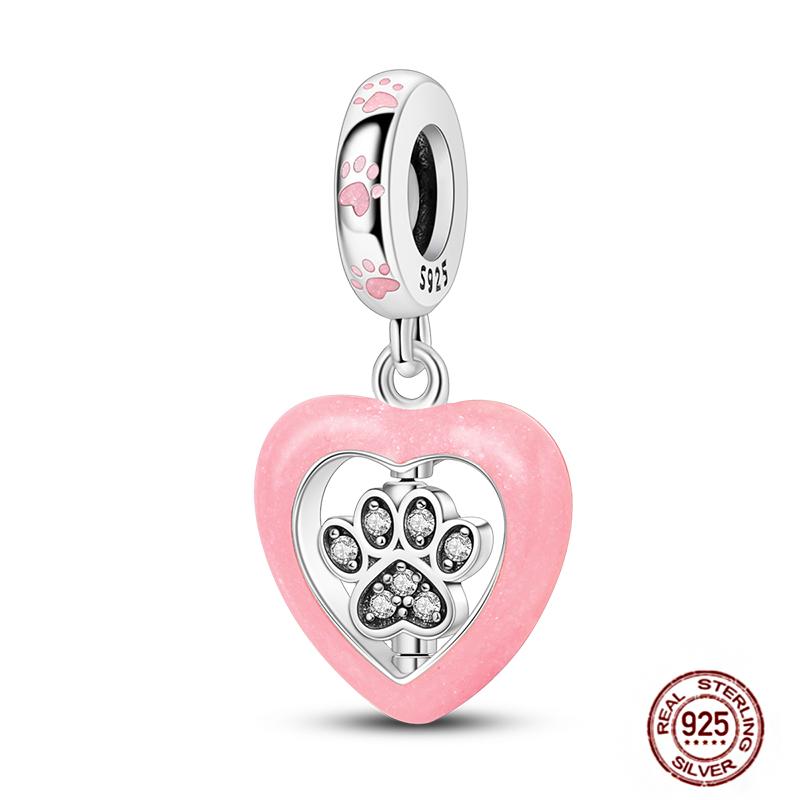 Colorful Heart Murano Glass Flower Travel Pink Charm Bead Components Copper Metal Compatible With Authentic Original Bracelet High Quality Fine