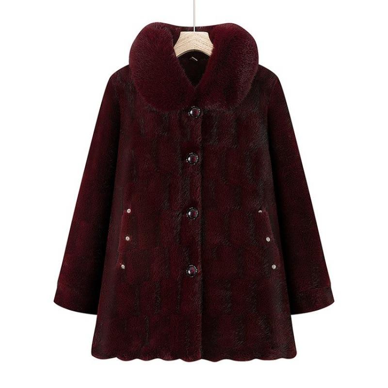 Old Lady Winter Cotton-padded Coat with Velvet To Keep Warm, New Grandma Imitation Fur Coat, Old Man Mother Thick Coat