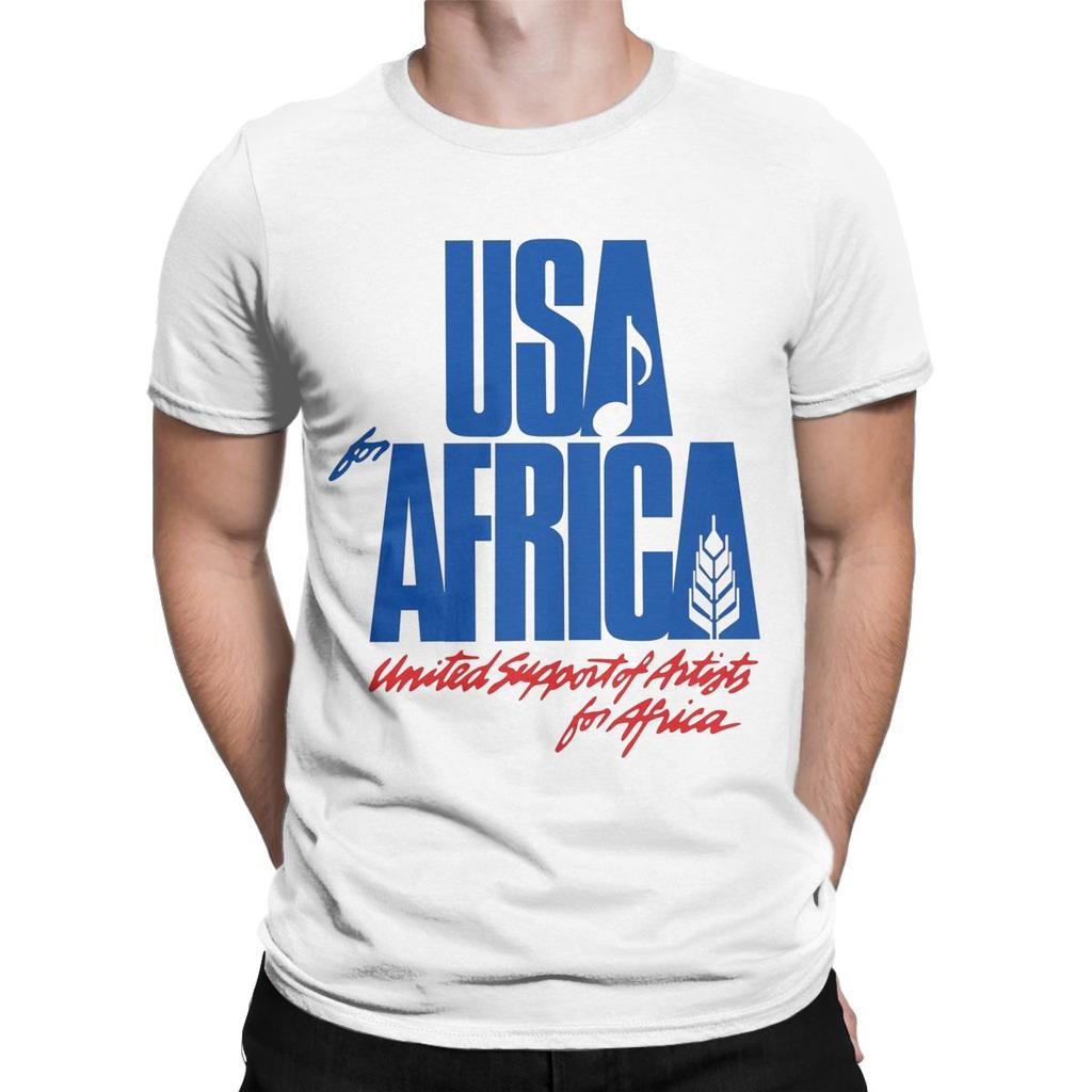 Men T-Shirt We Are The World Anniversary USA For Africa United Artists 100% Cotton Tees Short Sleeve T Shirts Tops Printed