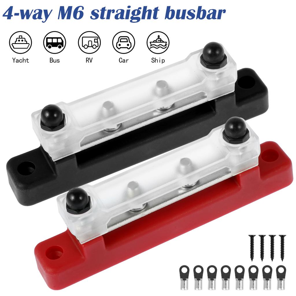 4 Way Battery Terminal Distribution Block 150A 48V Professional Power Distribution Block M6 Stable Bus Bar Distributor Block