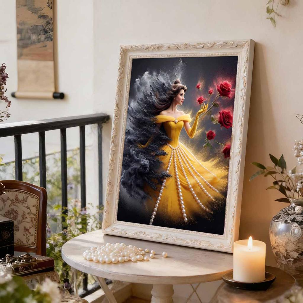 Disney Pearl Painting Beauty and The Beast Pearl Artwork Can Be Used for Wall Decoration Handmade Gift for Home and Office Environment
