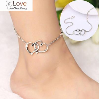 Fashion Double Peach Heart Alloy Anklet Simple Hollow Love Beach Anklet Bracelet Accessories Jewelry For Women Girlfriend Gifts