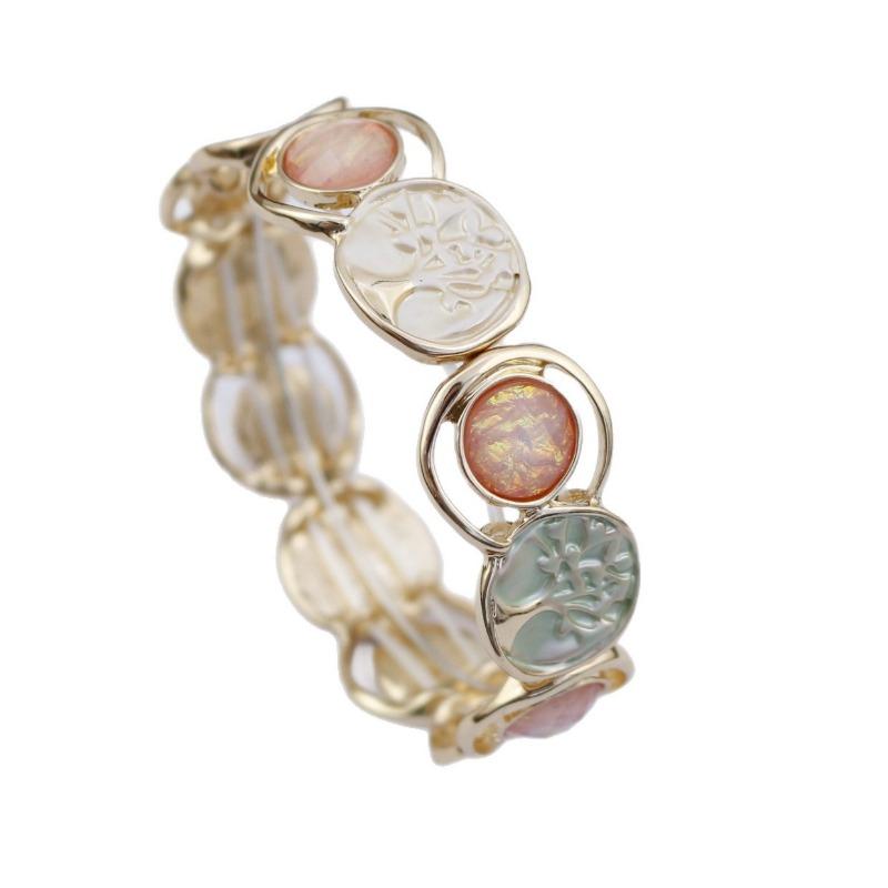 New Enamel Color Tree of Life Elastic Bracelet Women's Simple and Advanced Color Fortune Tree Elastic Bracelet