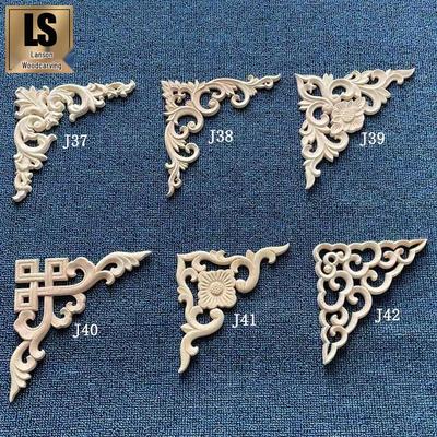 European Style Wood Carving Corner Flower Decal for Cabinet Doors and Walls