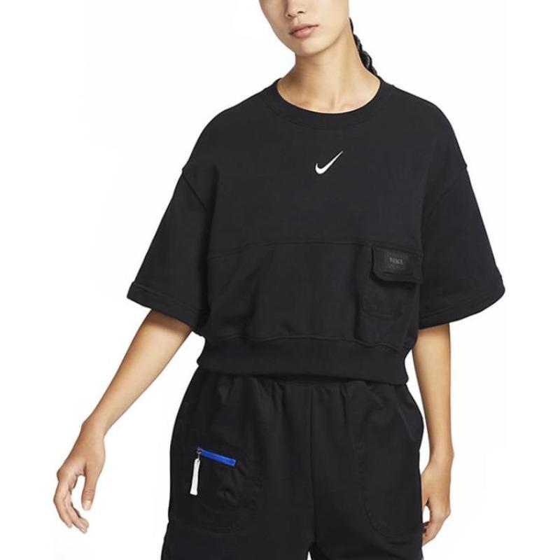 Nike Sportswear City Utility Solid Logo Loose Short Sleeve T-Shirt Women Tops Black DV8039-010