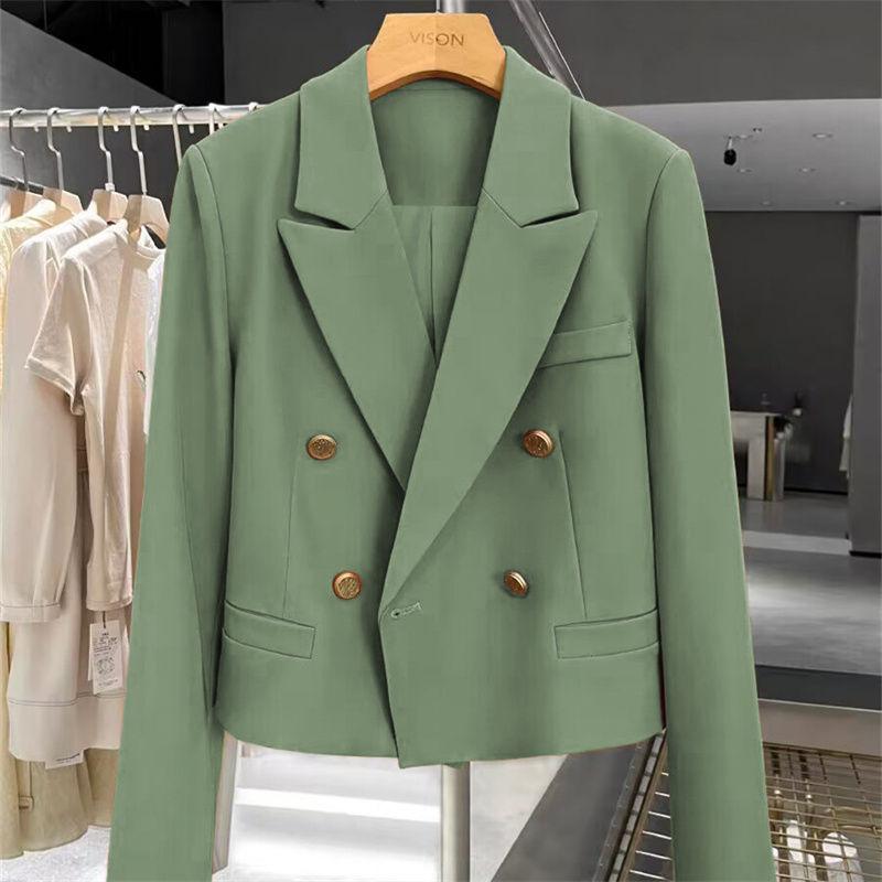 New Elegant Women Cropped Blazer Spring Autumn Highgrade Outerwear Slim Fashion Suit Top For Petite Figures